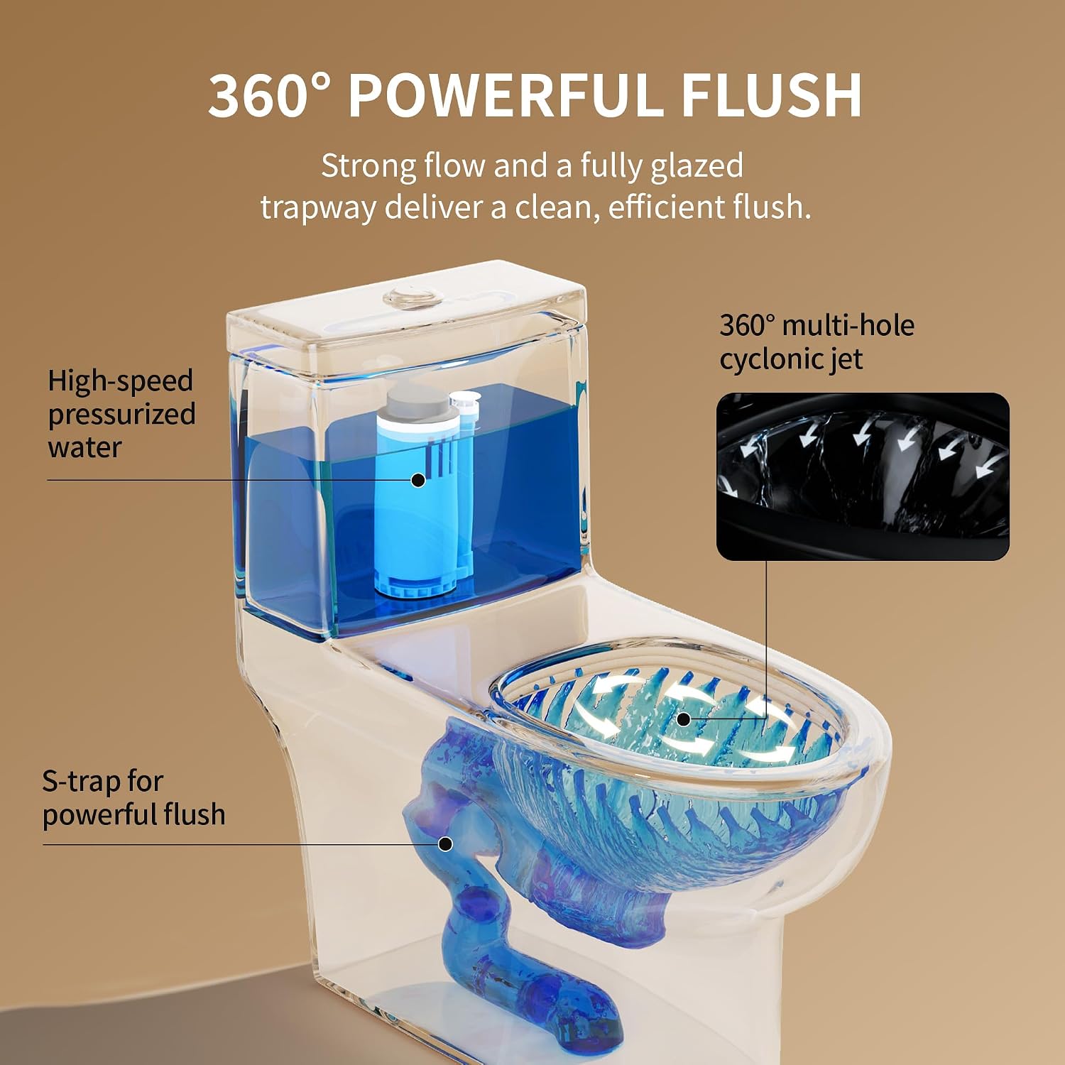 DeerValley Black One Piece Toilet with Efficient Dual Flush 1.1/1.6 GPF | Standard Height Toilet Bowl, Durable Ceramic, Slow Close Seat, Skirted Design 12' Rough-In Toilet for Bathroom DV-1F026B