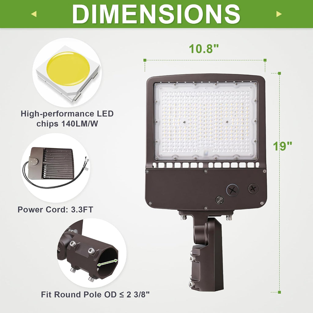 480V 150W LED Parking Lot Light, 500W MH Equiv. 21000LM LED Shoebox Pole Lights 5000K Daylight, Slip Fitter Mount Commercial Area Lights for Street, Parking Lot, 277-480V AC UL Listed