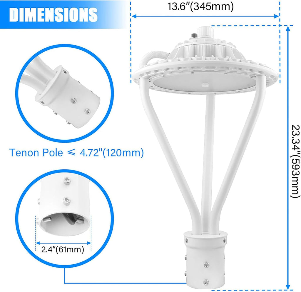 LED Post Top Light 30/50/75W Adjustable 9750 LM 3000/4000/5000K LED Circular Area Light Outdoor Pole Lights with Photocell, IP67 Parking Lot Lights Fixture Commercial Lighting, 100-277V ETL&DLC Listed