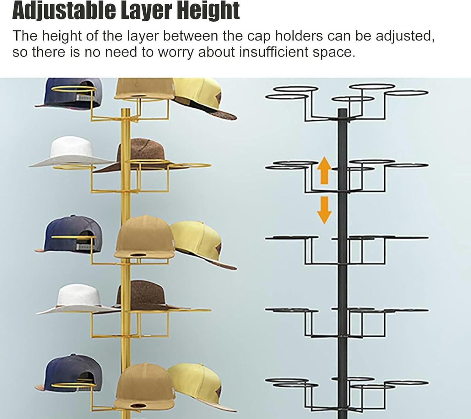 Commercial Floor-Standing Hat Organizer - 6-Tier Rack for Baseball Caps, Cowboy Hats & Men's/Women's Hats - Large Capacity Display Stand for Retail & Home Use