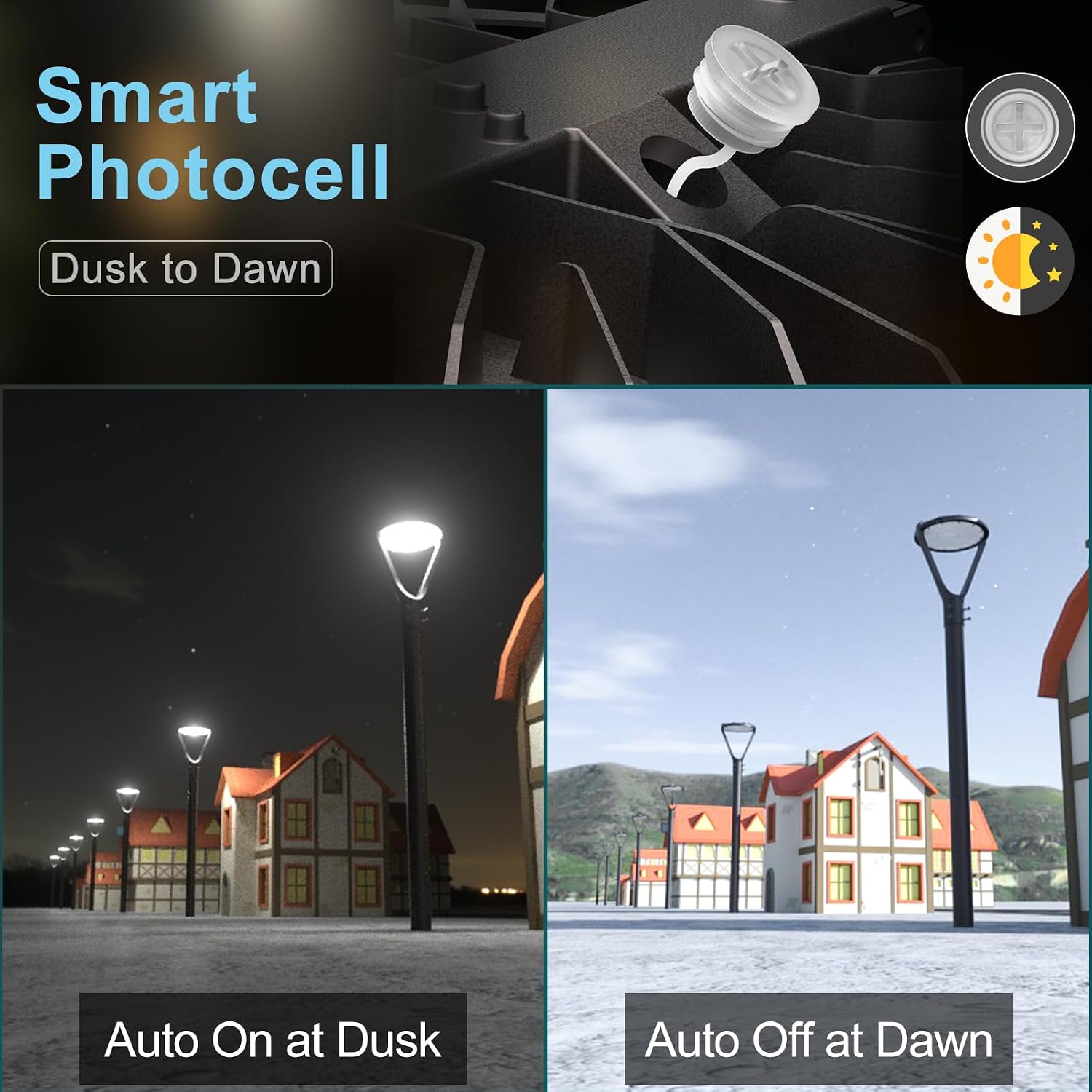 Lightdot 150W LED Post Light with Dusk to Dawn Photocell 22500LM 5000K Pole Lights Outdoor Waterproof 45-93' Height LED Circle Area Light for Parking Lot Garden Yard Street Lighting -2Pack