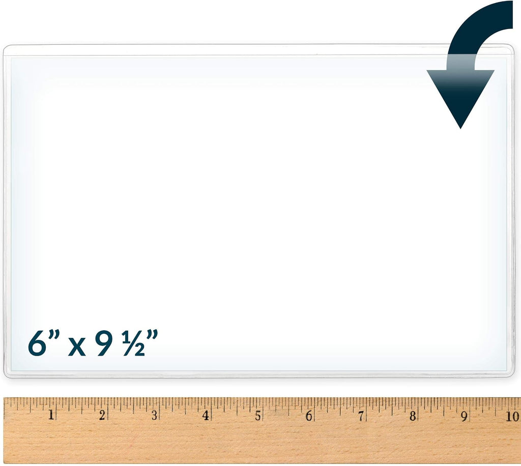 StoreSMART - Peel & Stick Pocket - 6' x 9 1/2' Open Long Side - 200-Pack - Clear Vinyl Plastic - STB109L-200