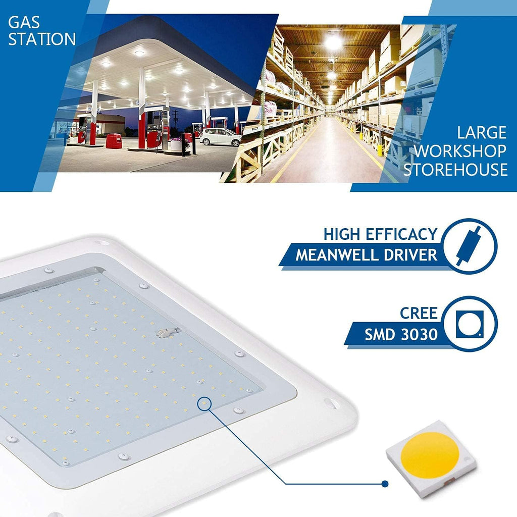SAWADIA 200W LED Canopy Light,28000 Lumens,600-850W HPS/HID Replacement,140 LM/W, 5700K Cool White, Waterproof and Outdoor Rated, DLC&UL Listed, Gas Station, Street, Area & Outdoor Lighting, White.