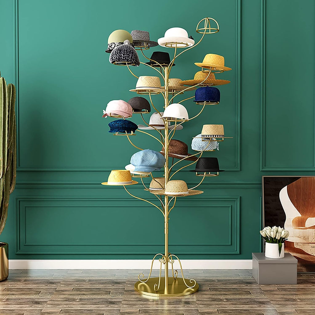 Hat Display Stand Large Capacity Standing Hat Rack Organizer Holder for Cowboy Hats/Baseball Caps/Wigs, Modern Muti-Tier Hats Tree Stand, Home Store