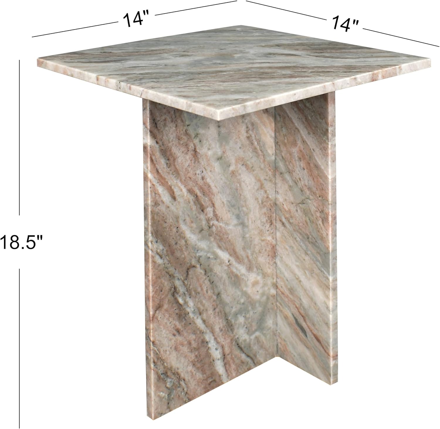 JONATHAN Y MTB1104A Cecil 18.5' Contemporary Natural Marble Handmade T-Shaped End Table for Living Room, Bedroom, Bathroom, Gray/Beige