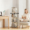 4 Tier Rotating Bookshelf, 360°Spinning Bookshelf Tower Book Display Stand, Corner Bookcase Organizer for Classroom/Bedroom/Living Room/Reading Nook (White-4Tier)