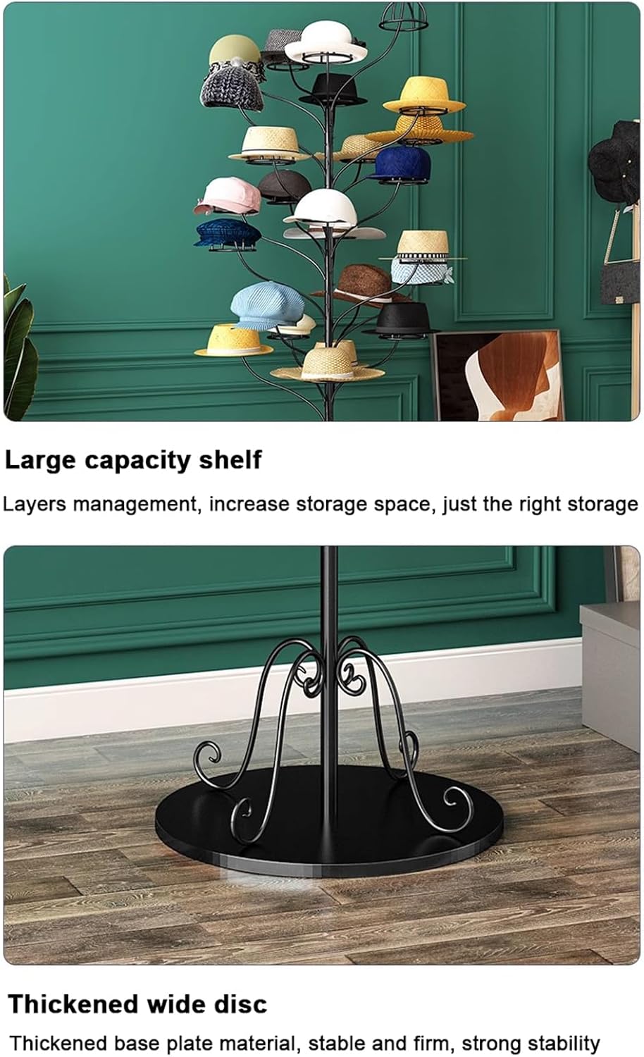 Hat Rack Stand,Display Stand Freestanding Hats Rack Stand Metal Hats Display Stand Commercial Hat Racks for Baseball Caps Hat Organizer for Home/Stores (Gold Child Capacity 25),Gold,Child Capacity 25