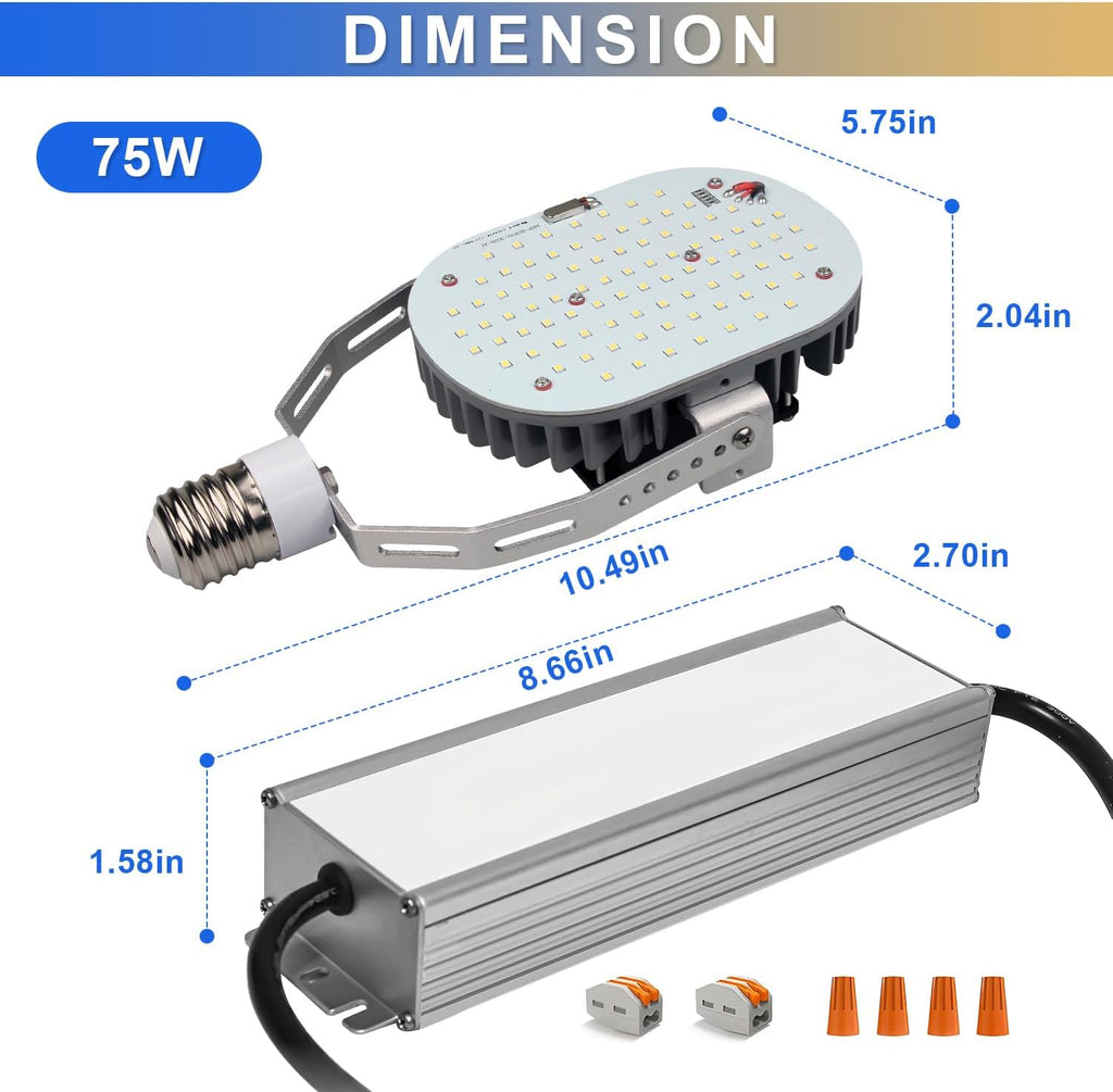 75W Shoebox LED Retrofit Kits, 10125LM 5000K, E39 Mogul Base, LED Retrofit Lights (350W MH/HPS Equivalent), Ideal for Parking Lots, Tennis Courts & Outdoor Street Lighting, ETL Listed (4-Pack)