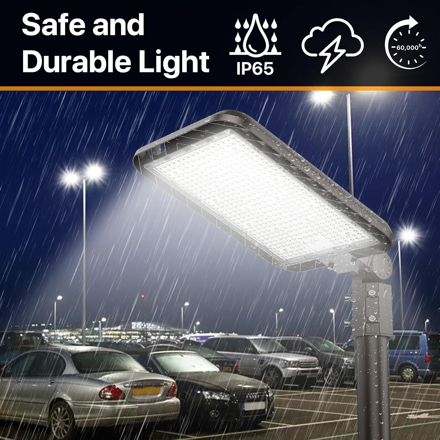 400W LED Parking Lot Light with Slip Fit Mount 60,000LM (150LM/W) Dusk to Dawn Outdoor Photocell IP65 Shoebox Pole Light 5000K 100-277V Commercial Street Area Lighting for Roadways, Stadiums