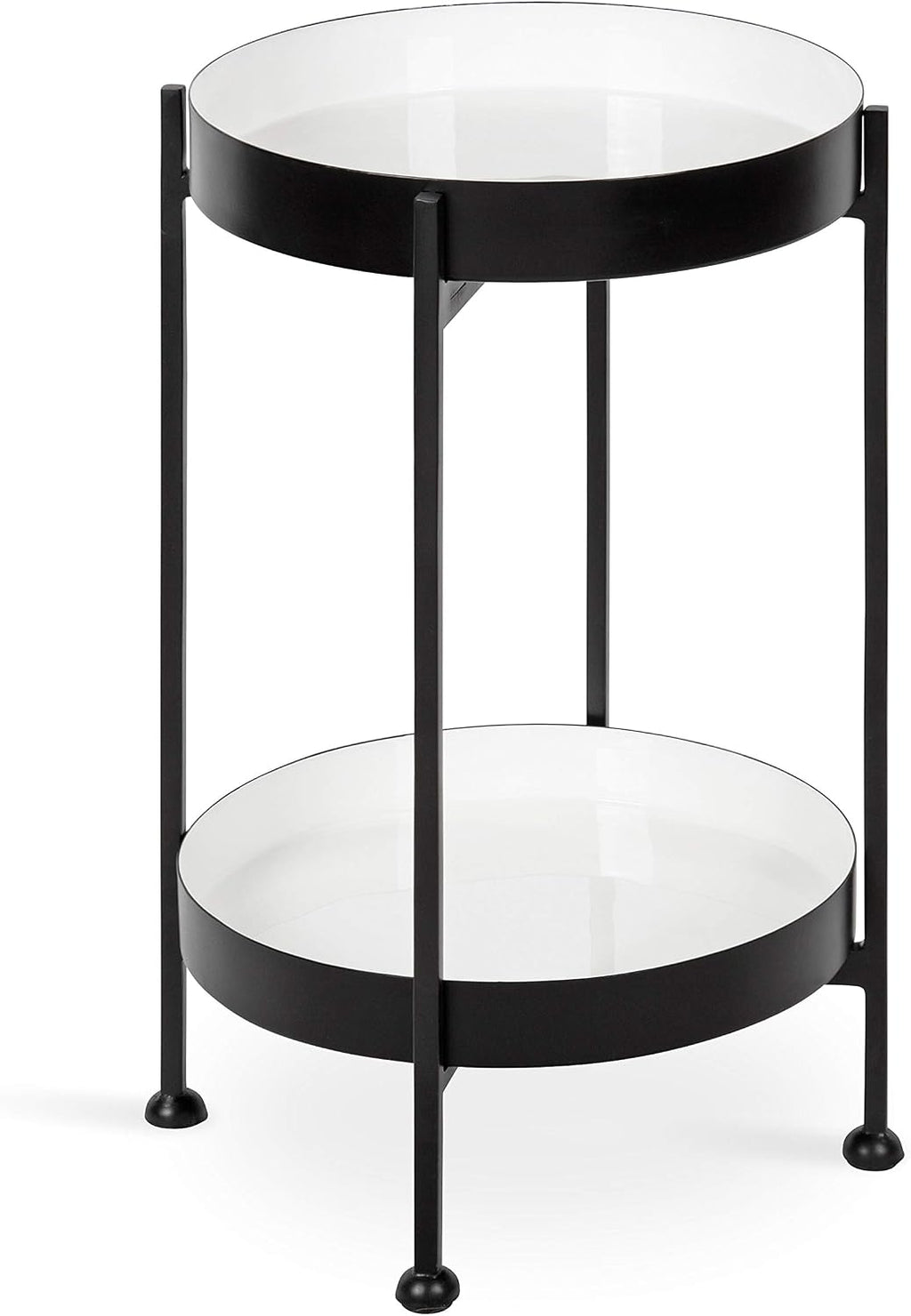 Kate and Laurel Nira Two-Tiered Modern Side Table, 15' x 15' x 24', White and Black, Chic Contemporary End Table for Storage and Decor