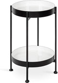 Kate and Laurel Nira Two-Tiered Modern Side Table, 15' x 15' x 24', White and Black, Chic Contemporary End Table for Storage and Decor