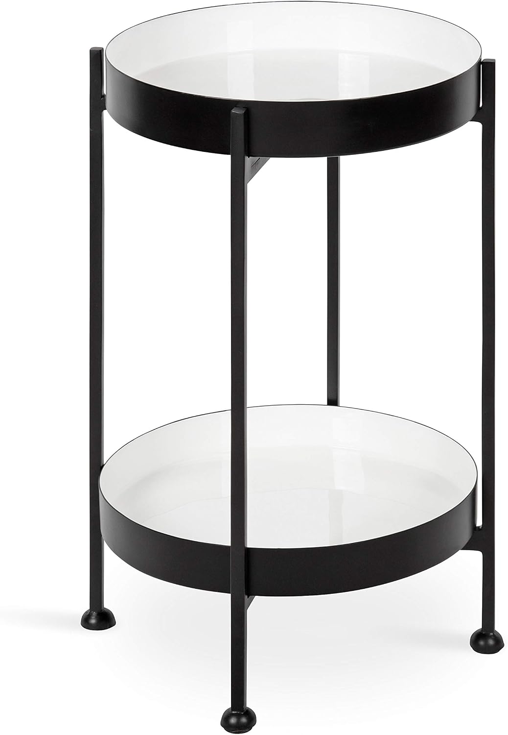 Kate and Laurel Nira Two-Tiered Modern Side Table, 15' x 15' x 24', White and Black, Chic Contemporary End Table for Storage and Decor
