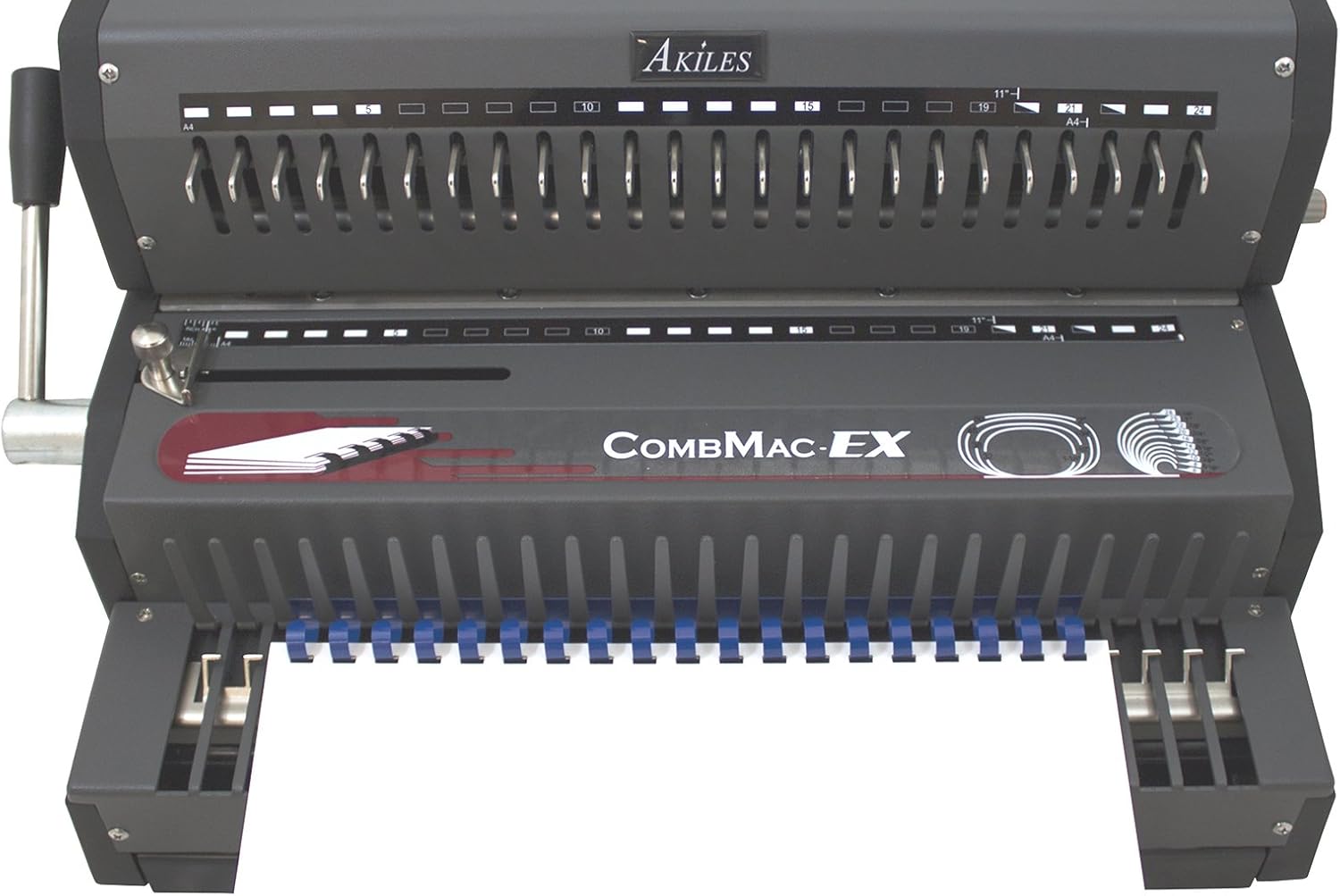 Akiles ACM-EX24 Model CombMac-EX24 All-in-One Electric Comb Binding Machine, Up to 25 Sheets 20lbs Paper (Letter Size), 1/4' to 2' Binding Capacity, Rectangular (5/16' x 1/8') Hole Size