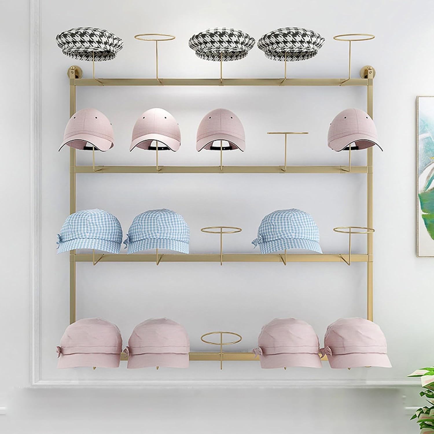 Hat Rack Display Stand Hat Rack for Wall Metal Baseball Caps Organizer Hats Display Rack Modern Metal Hats Storage Wall Mounted Caps Hanger