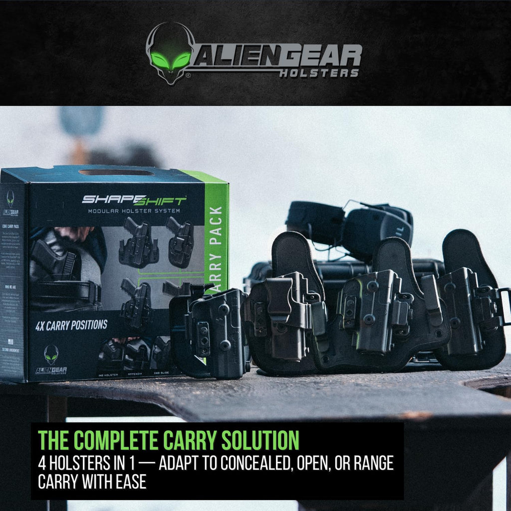 Alien Gear Shapeshift Core Carry Pack Holster - 4 in 1 Holster, IWB, Appendix, OWB Paddle and OWB Belt Slide Included - Closed and Open Carry - Tuckable - Right or Left Hand Draw - Made in USA