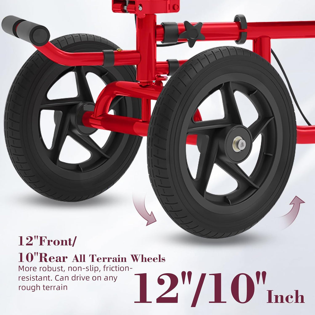 All Terrain Knee Scooter for Adults, Foldable Rolling Knee Scooter with DIY Stickers & Shock Absorber, Steerable Knee Walker for Broken Foot, Ankle Injuries & Surgery, Better Crutch Alternative