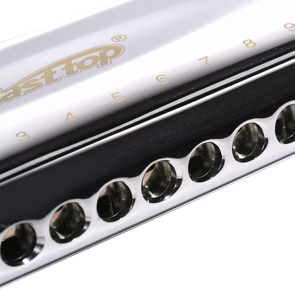 East top 16 Holes 64 Tones Chromatic Harmonica Key of C with Brass Comb, Chromatic Mouth Organ Harmonica For Adults, Professionals and Students(BRASS COMB)