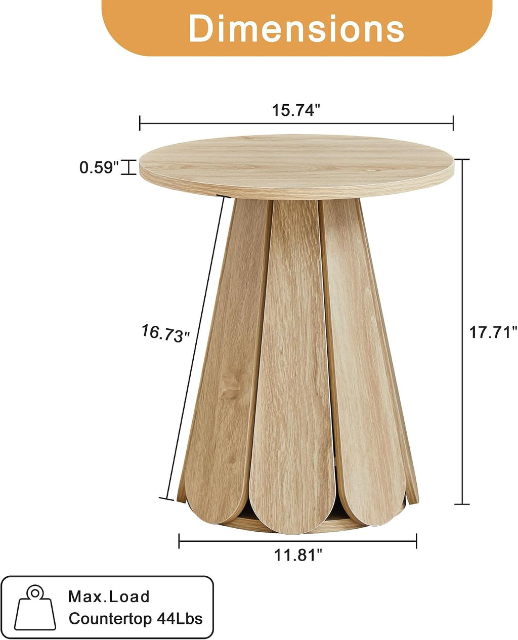 Round End Table Nightstand Set of 2, Mid Century Modern Side Table, Circle Bedside Tables Wood Night Stands for Bedroom, Living Room, Small Space, Natural