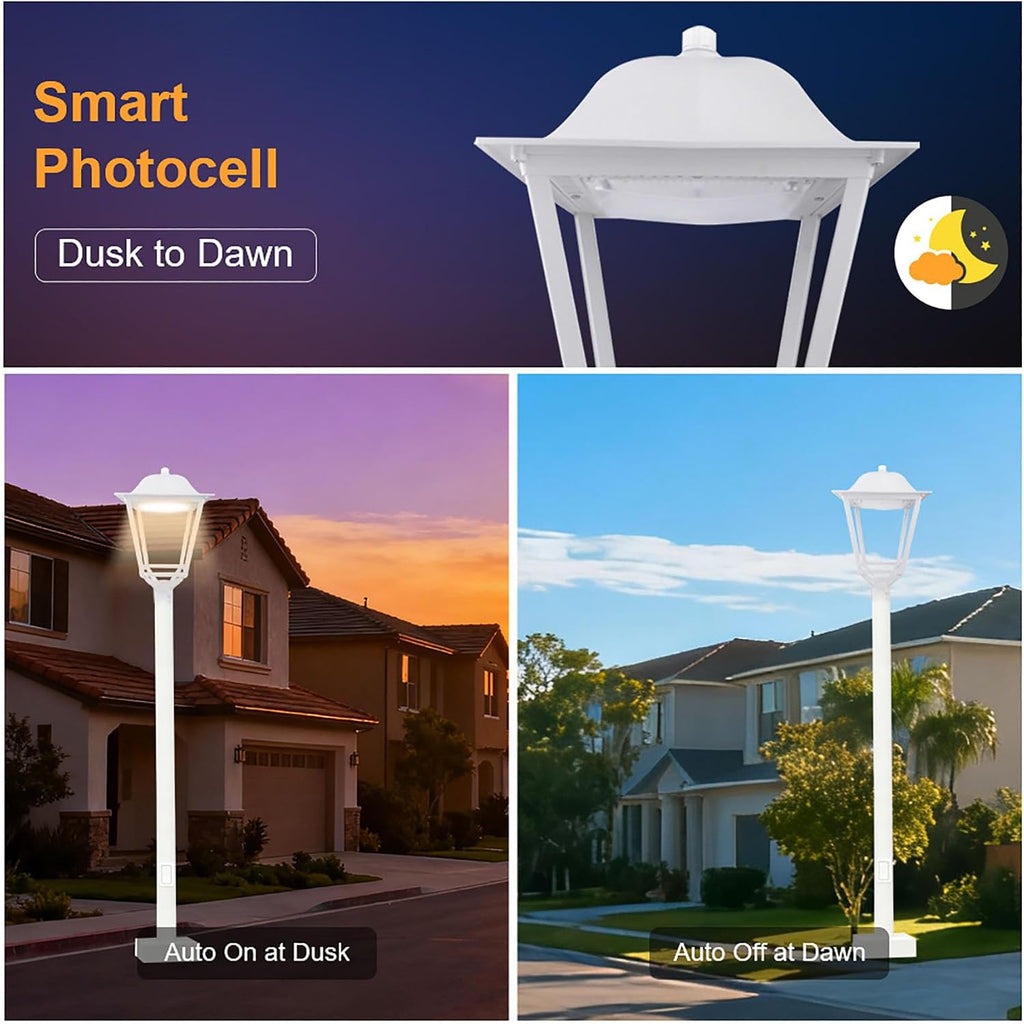 75W LED Post Top Light, Adjustable Color Temperature 3000K/4000K/5000K, AC100-277V 13000LM Outdoor Garden Lights Fixture, IP65 Waterproof Commercial Street Area Lighting, DLC/ETL Listed