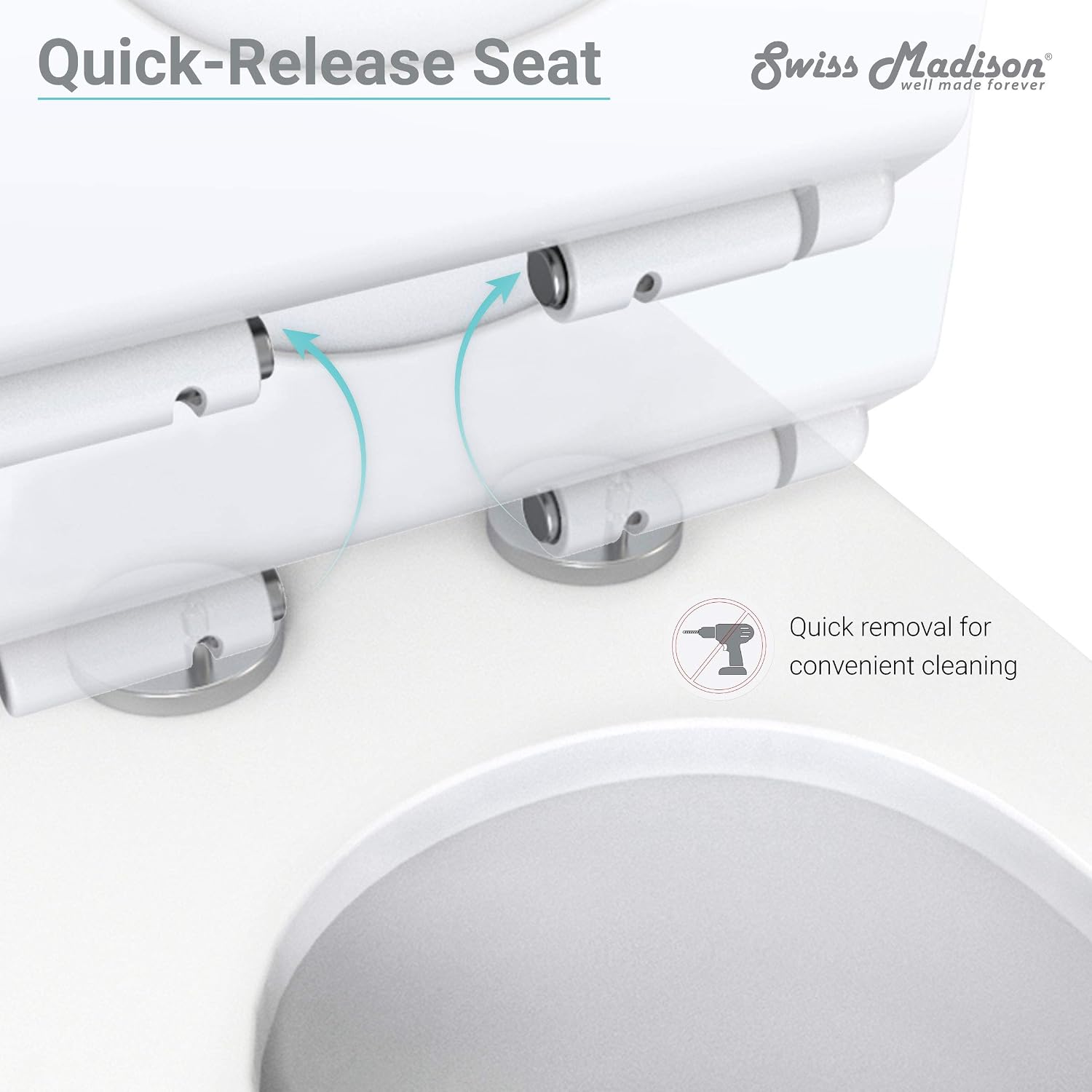 Swiss Madison Well Made Forever SM-WT455 Carré Wall Hung Toilet, Glossy White