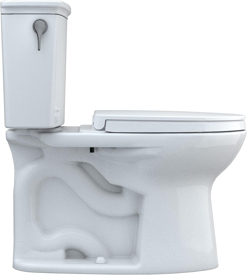 TOTO Drake Transitional Two-Piece Elongated 1.28 GPF Universal Height TORNADO FLUSH Toilet with 10 Inch Rough-In, CEFIONTECT, and SoftClose Seat, WASHLET+ Ready, Cotton White - MS786124CEFG.10#01