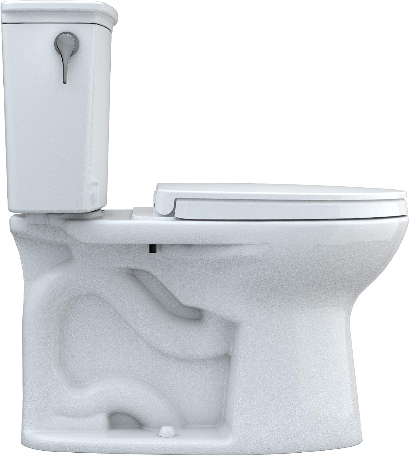 TOTO Drake Transitional Two-Piece Elongated 1.28 GPF Universal Height TORNADO FLUSH Toilet with 10 Inch Rough-In, CEFIONTECT, and SoftClose Seat, WASHLET+ Ready, Cotton White - MS786124CEFG.10#01