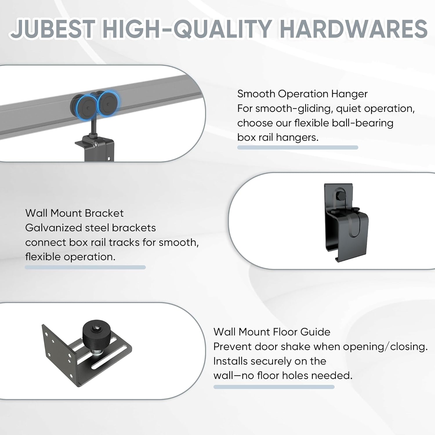 JUBEST 10FT Box Rail Exterior Barn Door Hardware Kit, Heavy-Duty Black Sliding Barn Door Track System, Wall Mount Door Hardware Kits (Door Not Included)