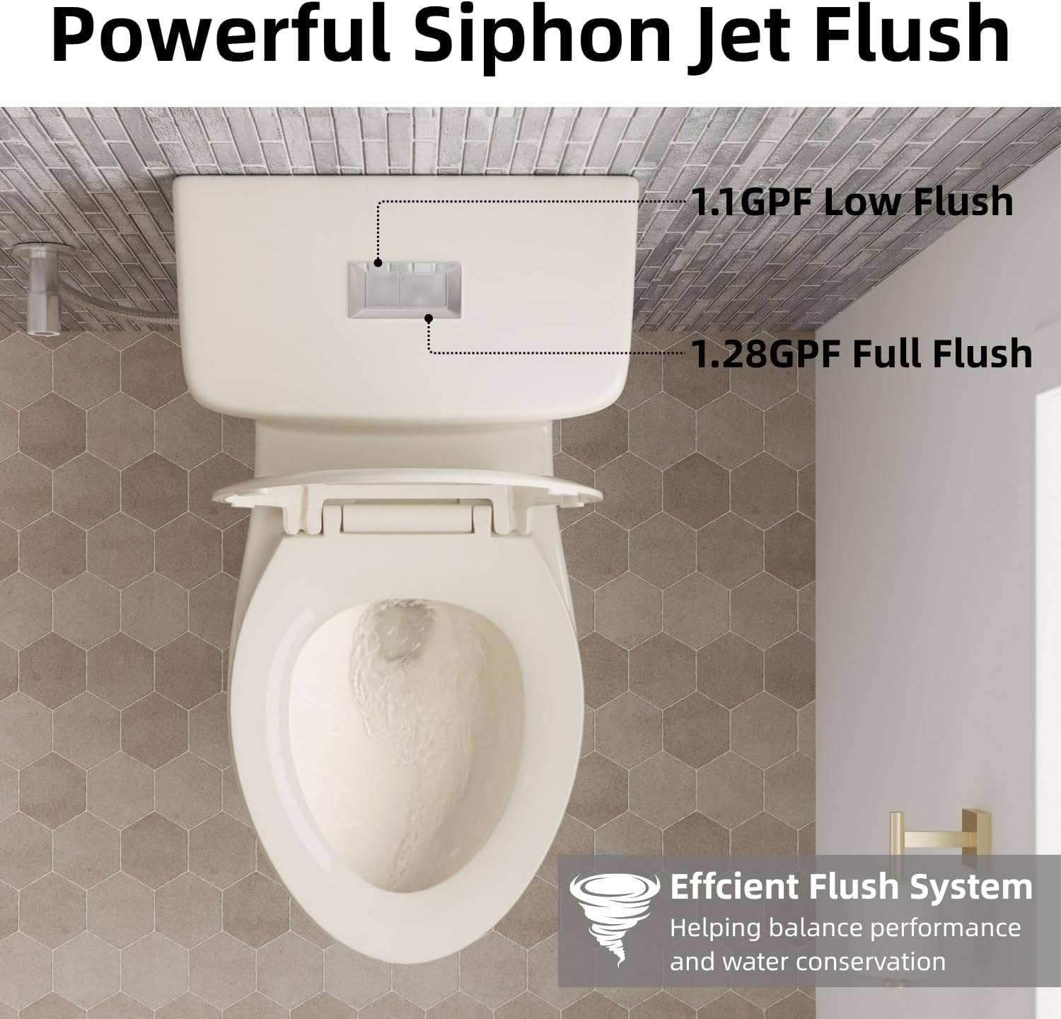 21 Inch Extra Tall Toilet for Seniors, Los Flexi Beige Toilet Two Piece With Skirted Design, 1.1/1.28 GPF Dual Flush, Powerful Siphon Jet, Soft-Close Seat and Quick Install, Bone Color, 12'' Rough-In