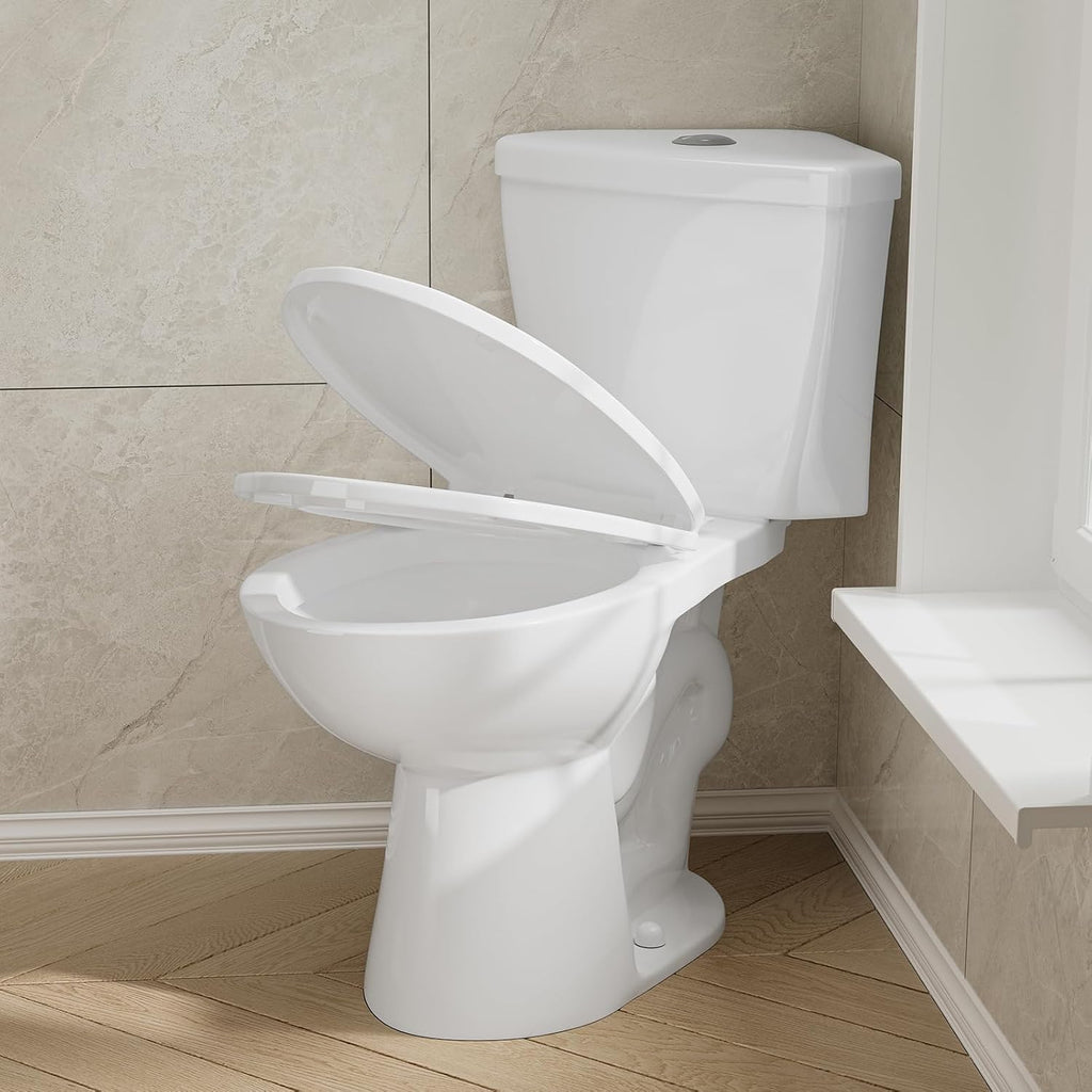 Corner Toilet Elongated, Compact 17.2' Comfort Height Bowl & Dual Flush Tank, Space-Saving Small Toilet for Bathrooms, Ideal for Corner Spaces