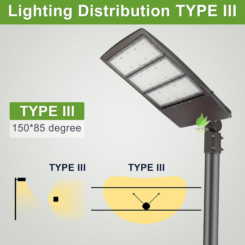 450W LED Parking Lot Light, 63000LM Shoebox Area Light for Sport Court & Commercial Outdoor Lighting, 5000K, 277-480V, Replaces Up to 1500W MH/HPS