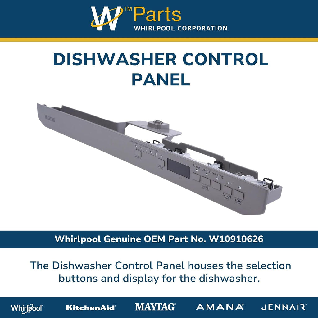 Whirlpool W10910626 Dishwasher Control Panel Assembly