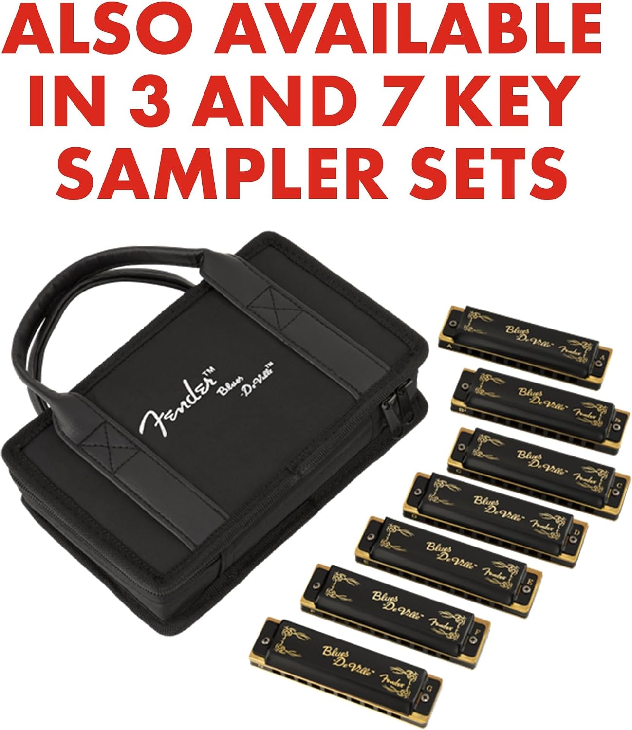 Fender Blues Deville Harmonica, Pack of 3 with case (Keys C,G,A)