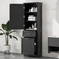 Bathroom Storage Cabinet with Adjustable Shelf, 68.4 in Tall | MDF, painted finish, adjustable shelf, enclosed storage, acrylic handles, anti-tip kit, bathroom, 20 W x 13.5 D x 68.4 H in
