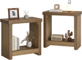 End Tables Set of 2 for Living Room, Narrow Side Tables with Storage Shelves, Square End Table for Bedroom, Slim Nightstand, Skinny Rectangle Accent Table, Farmhouse Bedside Table, Brown (2 Pieces)