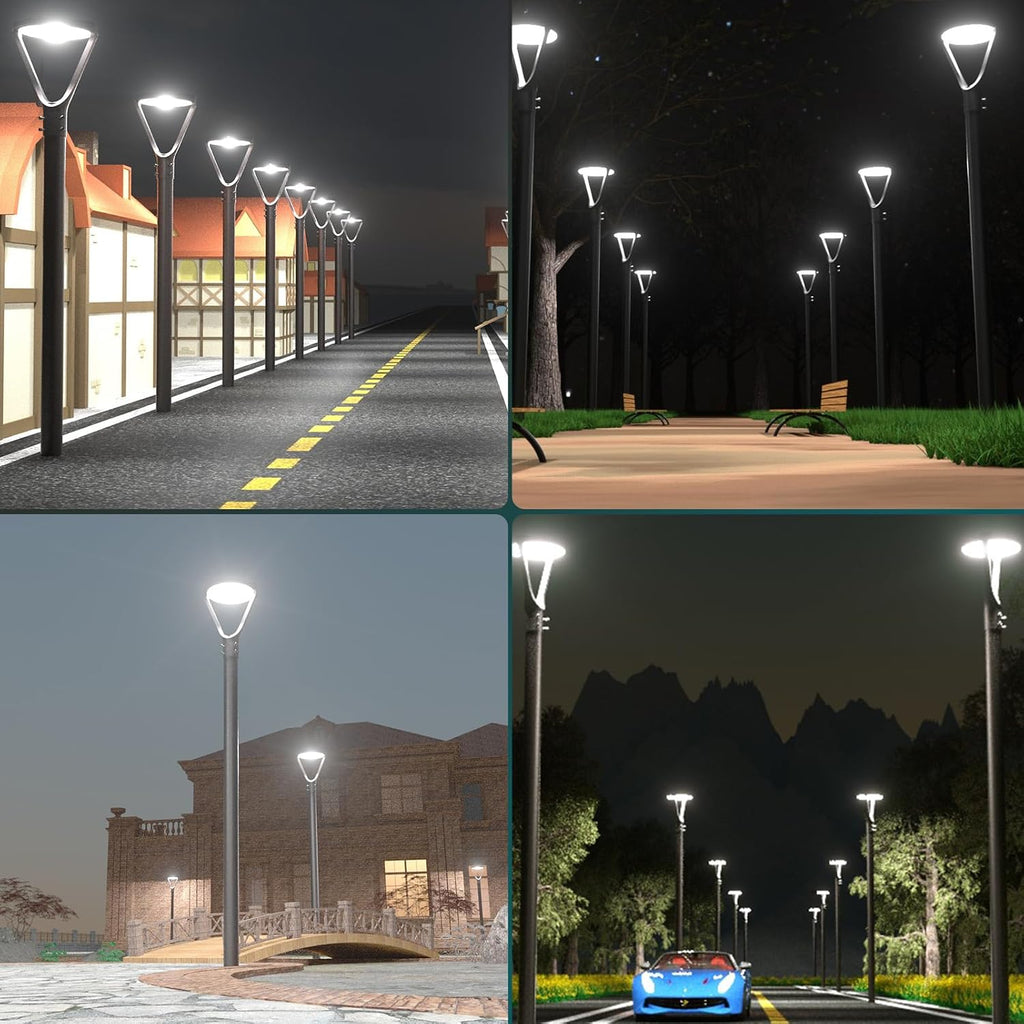 Lightdot 150W LED Post Light with Dusk to Dawn Photocell 22500LM 5000K Pole Lights Outdoor Waterproof 45-93' Height LED Circle Area Light for Parking Lot Garden Yard Street Lighting -2Pack