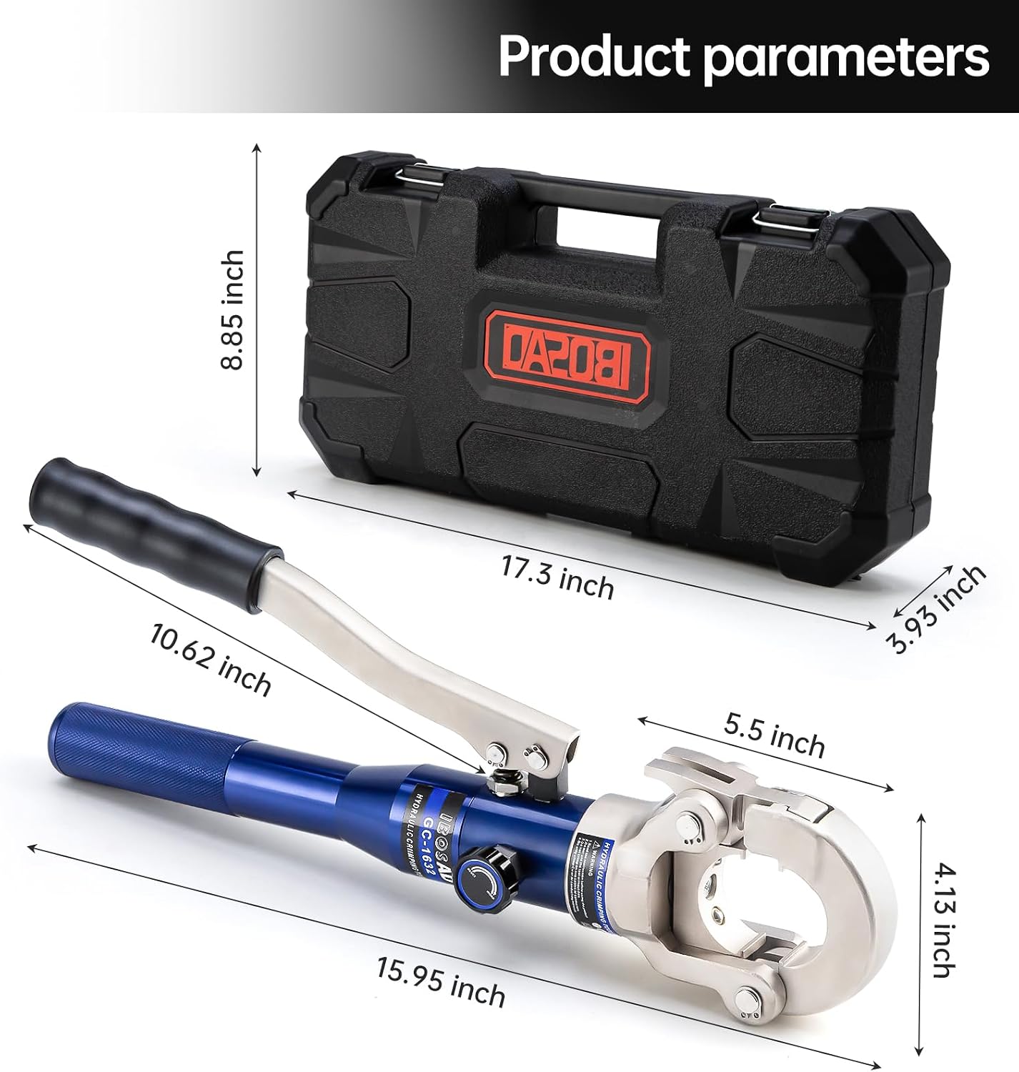 Copper Tube Fittings Hydraulic Pipe Crimping Tool with 1/2',3/4' and 1' Jaw Copper Pipe Press Crimper Pressing Pliers, with Pipe Cutter