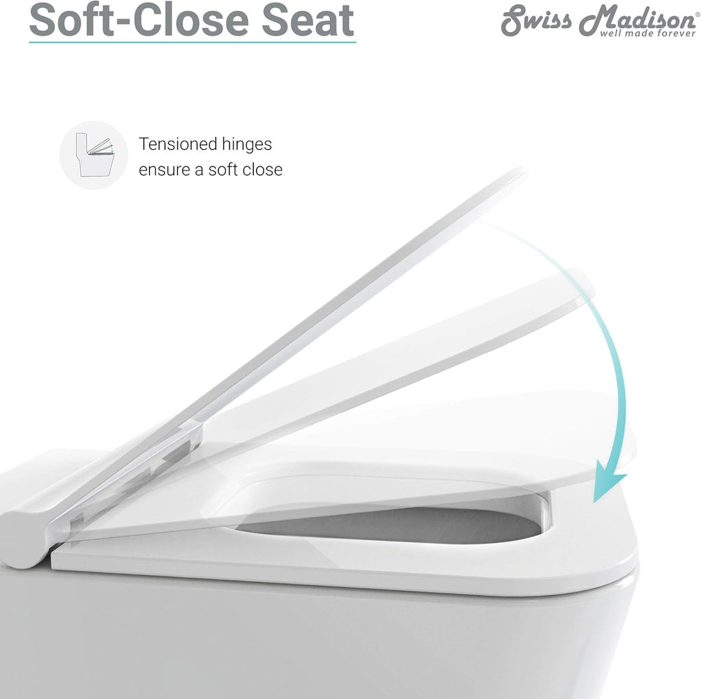 Swiss Madison Well Made Forever SM-WT455 Carré Wall Hung Toilet, Glossy White