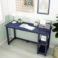 Max & Lily Solid Wood Desk With Shelves, 55 Inches, Blue