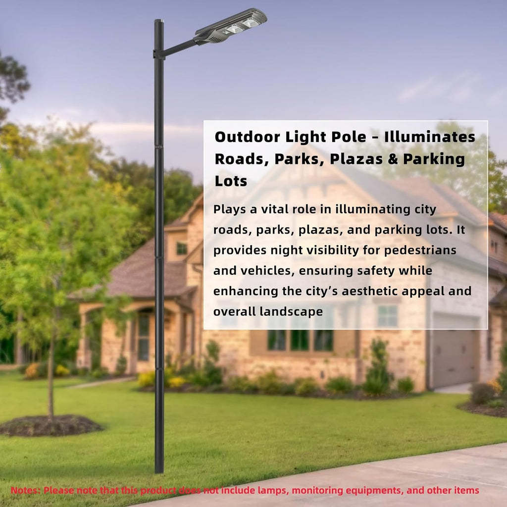 Street Light Pole, 13ft Tall Split Street Lamp Post for Outdoor Street Courtyard Parking Lot Lighting Post Fixtures with Mounting Ground Cage, Patio Lighting Pole (13FT 76mm)