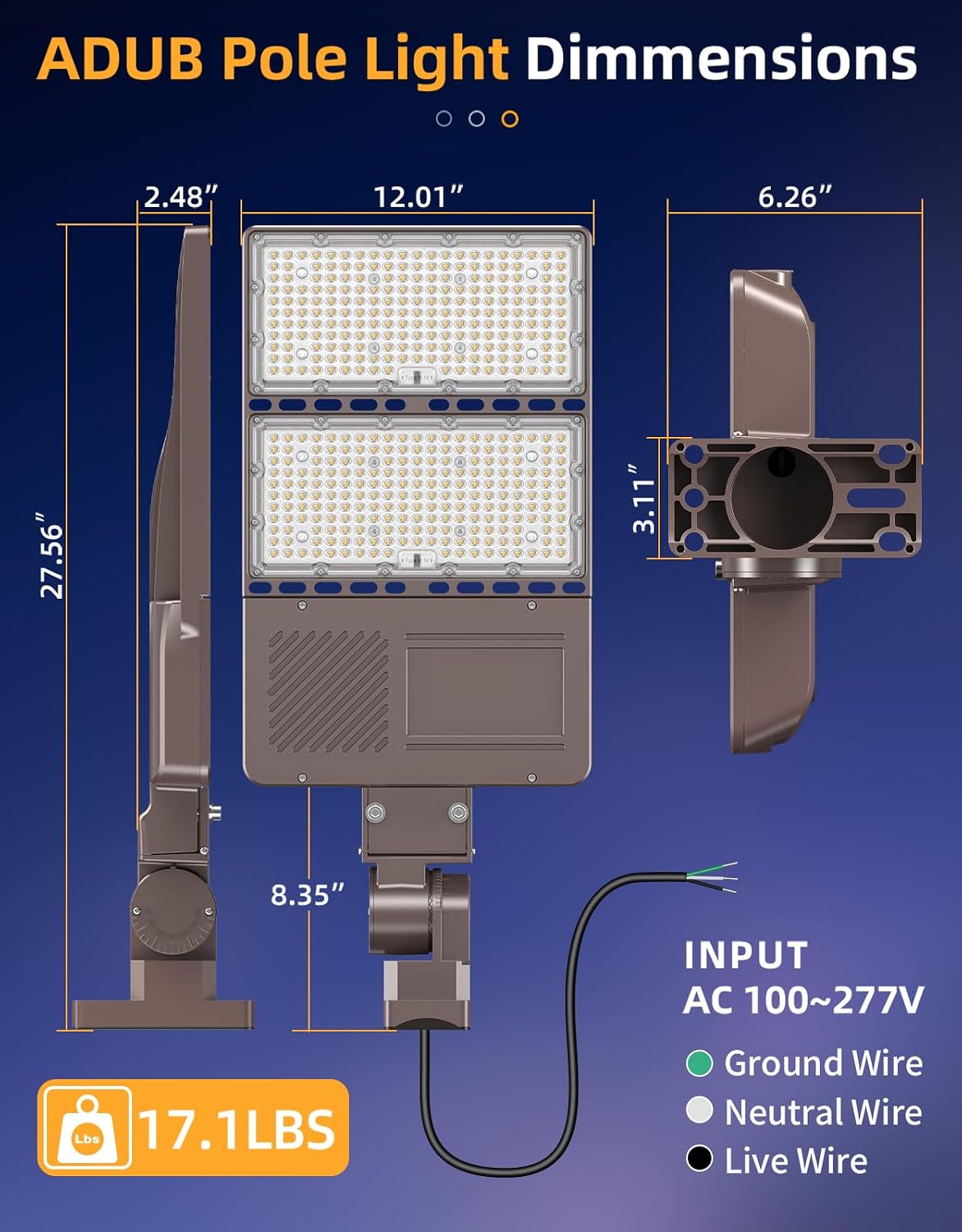 LED Parking Lot Lights 320W 250W 200W, LED Shoebox Light 5000K Adjustable Arm Mount, UL Listed Outdoor Pole Light with Photocell, IP65 Waterproof Commercial Street Area Lighting 100-277V (4 Pack)
