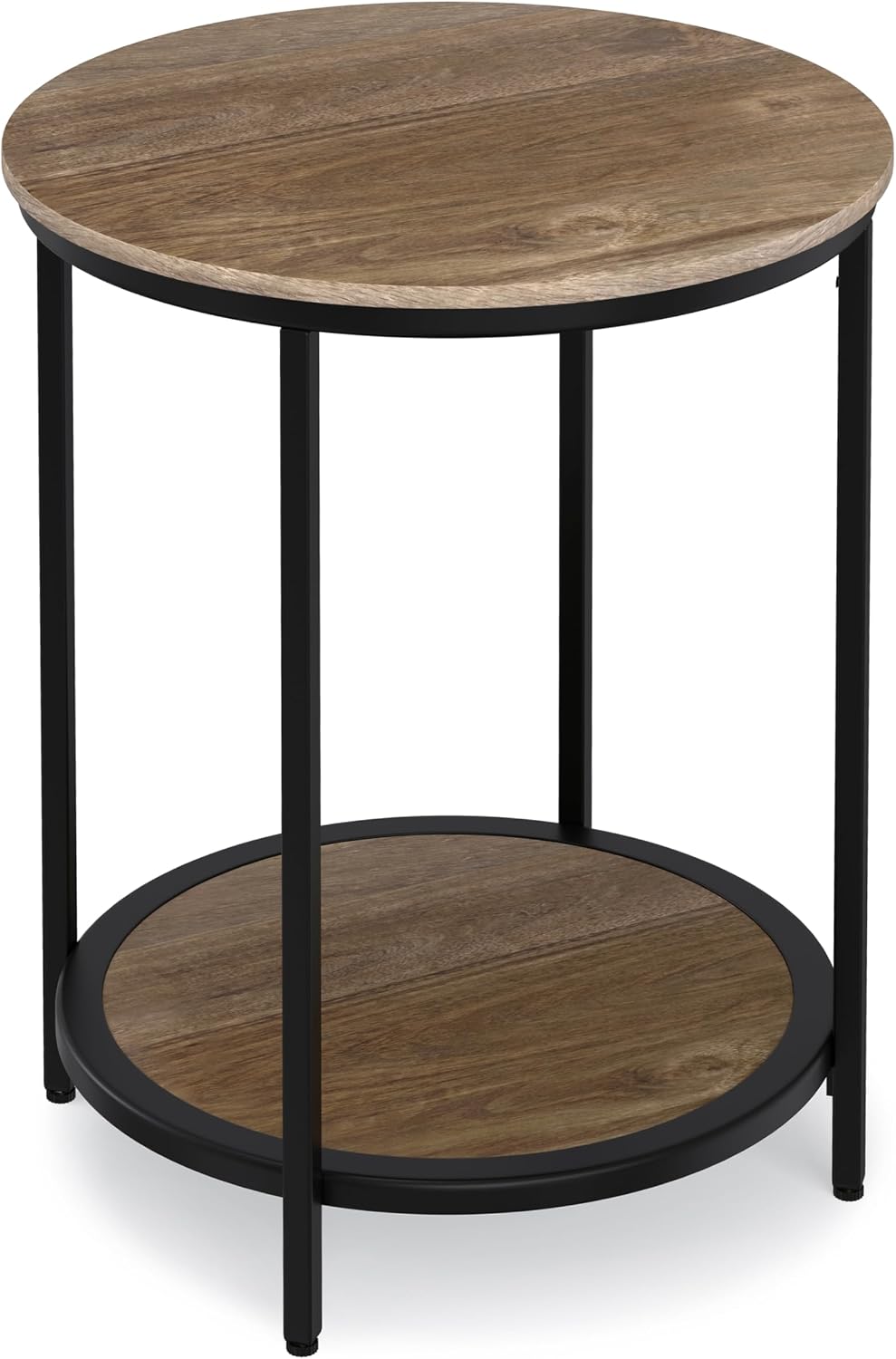 SIMPLIHOME Jenna Metal Side Table - 18 inch Wide Solid Metal Round Accent Table in Warm Grey, Industrial End Table or Small Drink Table for Living Room or Bedroom with Compact Design