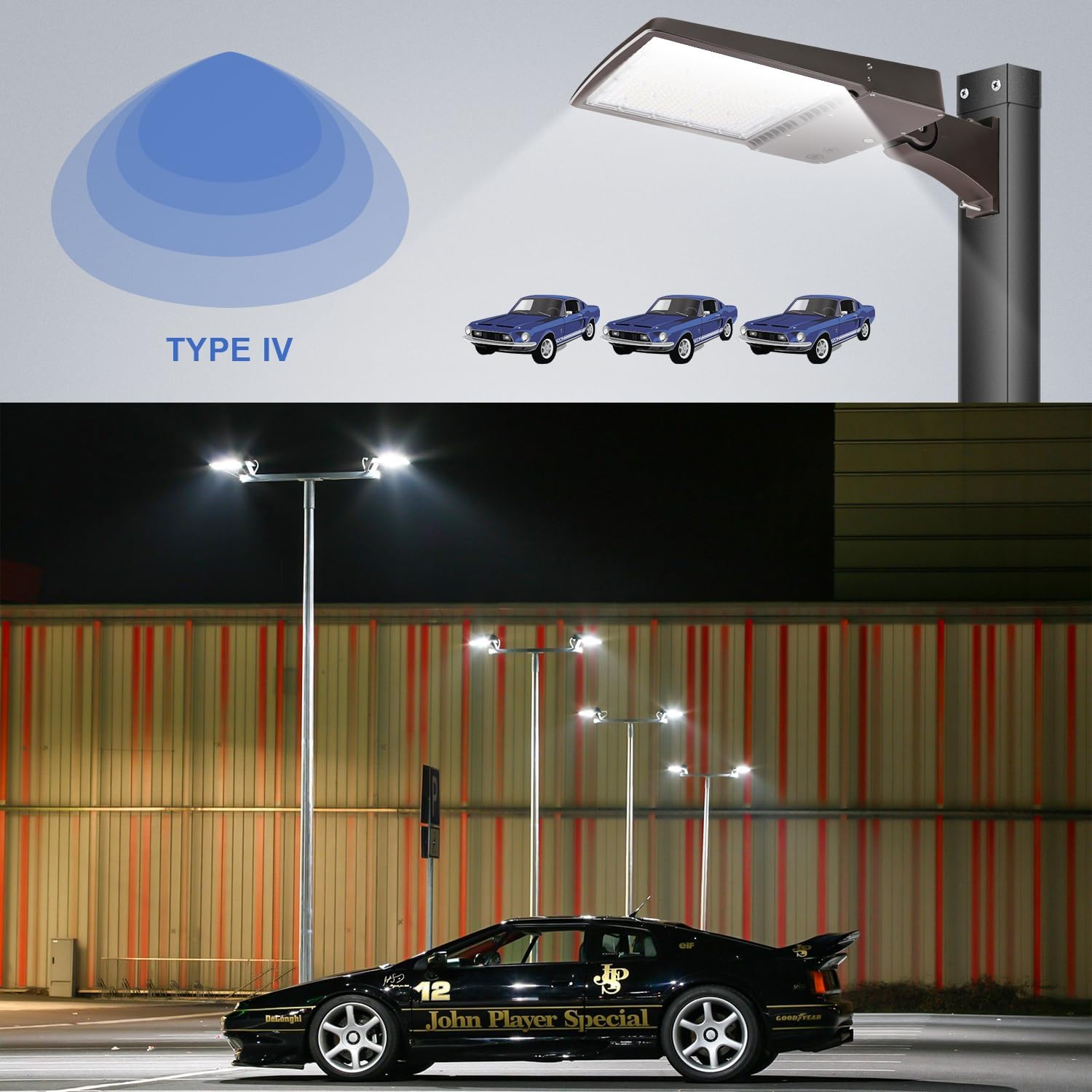 OSTEK 300W LED Parking Lot Light, 5700K 42000LM(140LM/W) LED Shoebox Lights with Direct Arm Mount, [1000W HPS Equiv.] Outdoor Pole Street Light, 20KV Surge Protection, AC100-277V