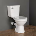 Rear Outlet Toilet with Tank: Powerful Flush & Space-Saving Design with Rear Discharge - Includes Extra Extension Pipe for Easy Installation
