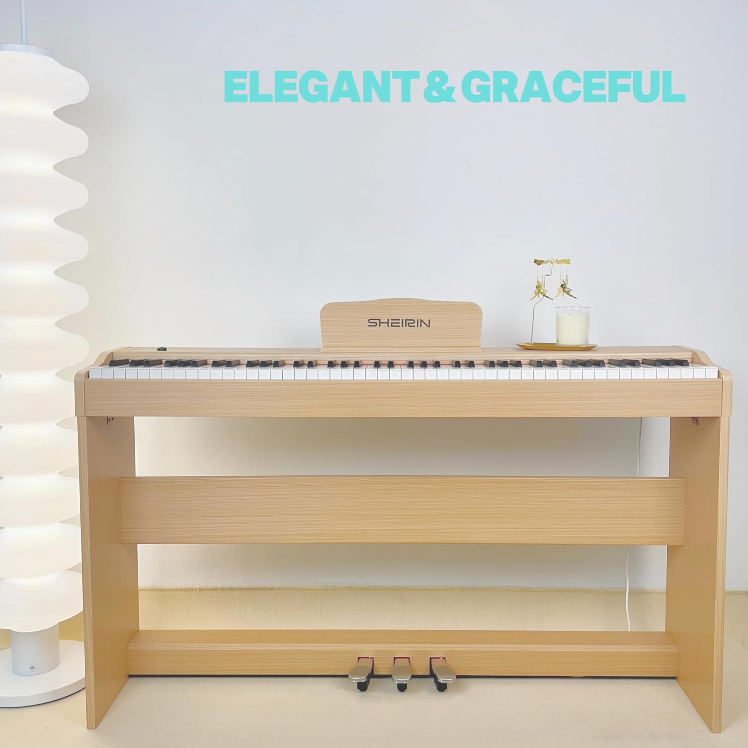 Digital Piano Fully Weighted Keyboard 88 Keys Upright Acoustic Hammer Action Electric Stand Pedal Beginners Instrument SR-EH80