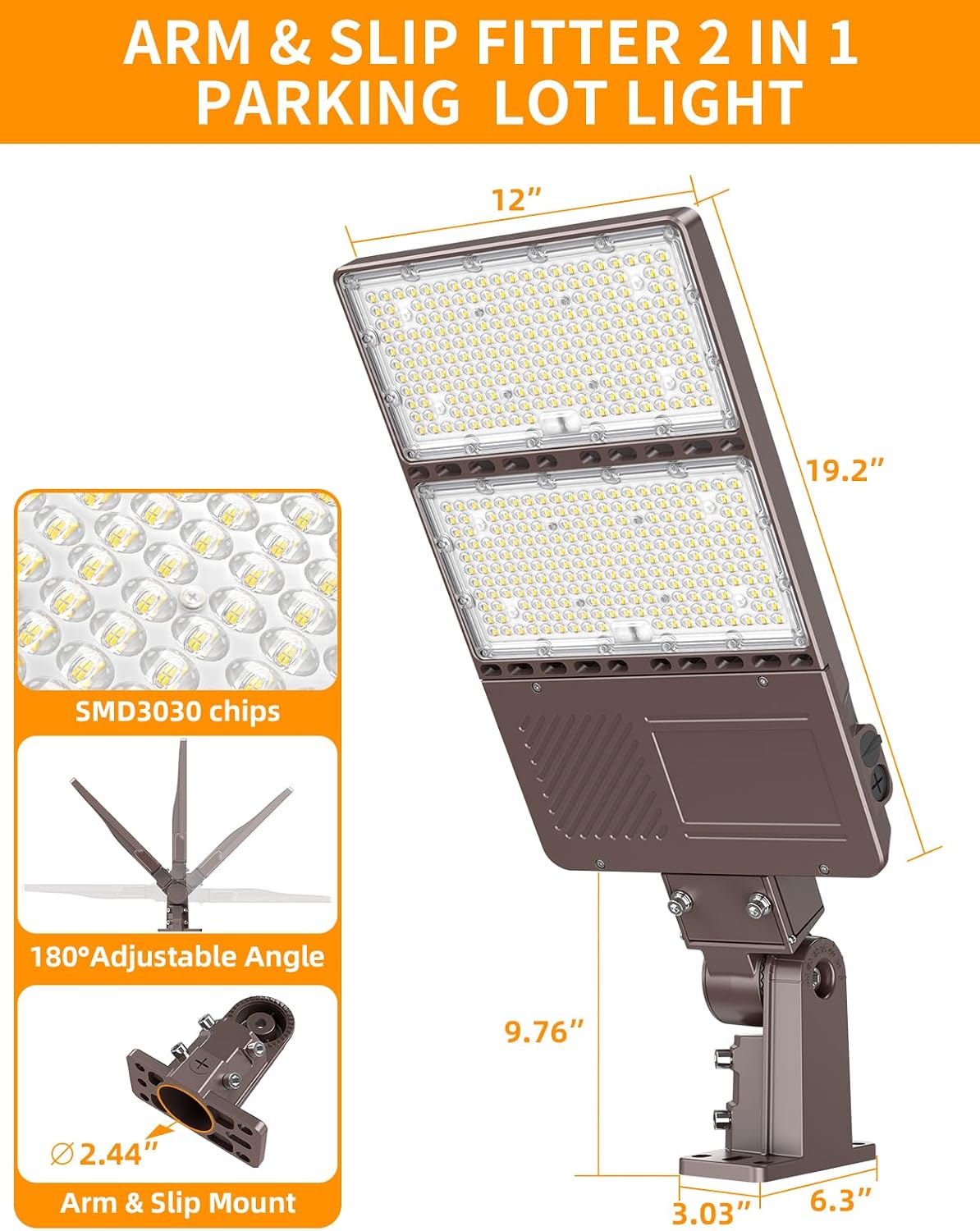 480V LED Parking Lot Light 320W/240W/200W 5000K with Photocell, ETL Listed Commercial Outdoor Floodlights, IP65 Waterproof for Street Roadway Security Area AC277-480V, 10 Pack