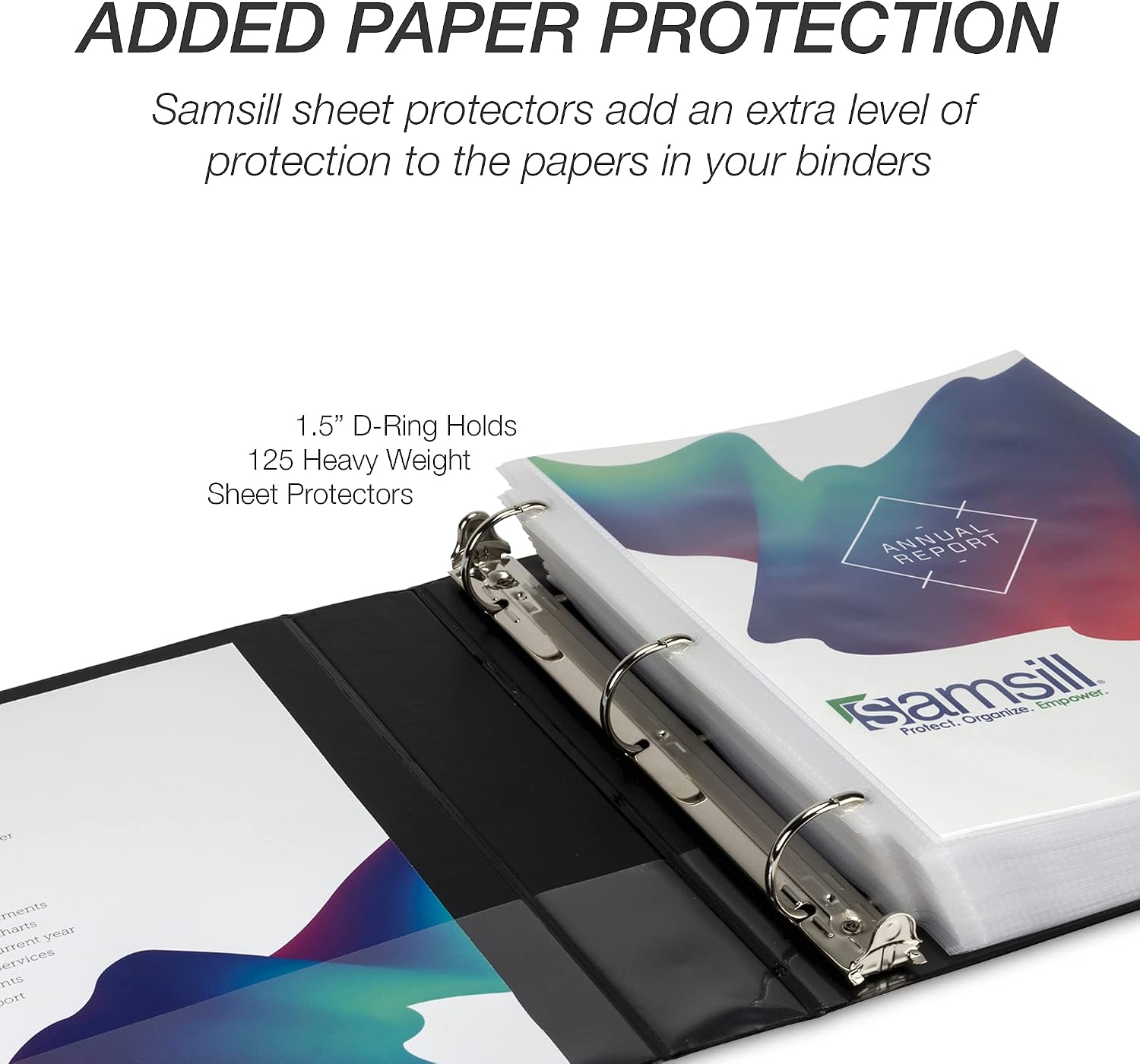 Samsill Durable 1.5 inch 3 Ring Binder, Made in USA, D Ring Binder, 100% Recycled Chipboard, Black, Pallet of 480 Binders in 40 Cartons