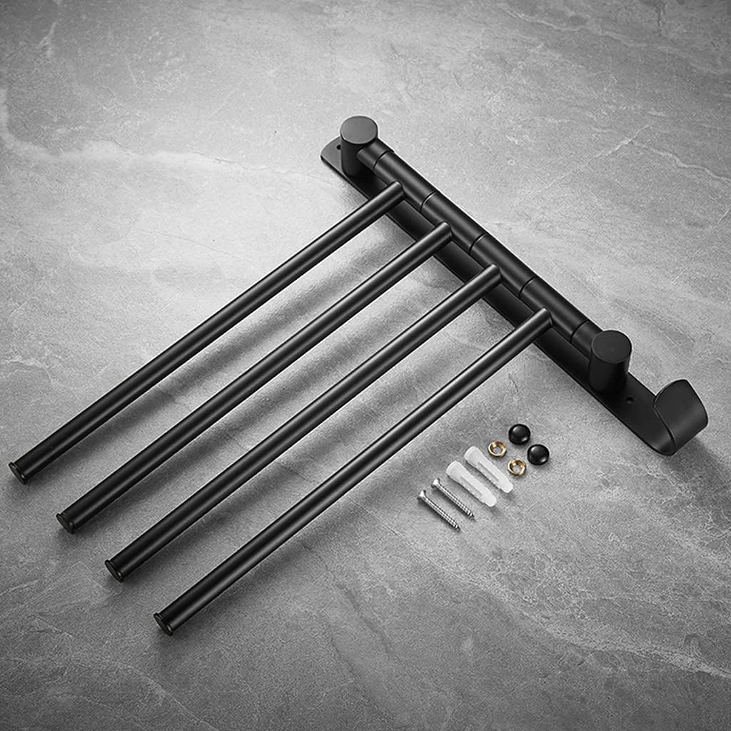ZHOUXIAO Brass Swing Out Towel Bar Gold Black Finish,Vintage Towel Racks for Bathroom or Kitchen, Metal Towel Bar Folding Arm Swivel Hanger Bathroom Storage Organizer Wall Mo Black