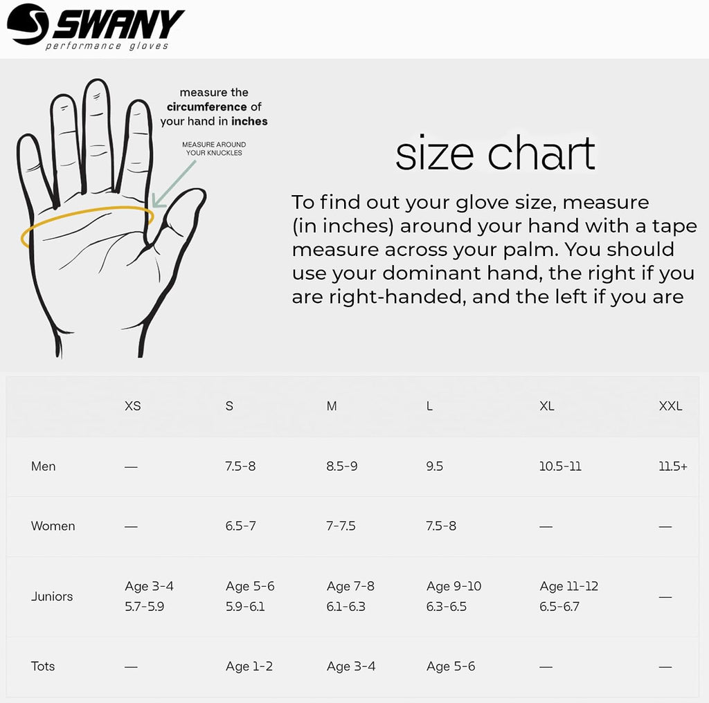 Swany Women's X-Calibur Sports Insulated Warm Durable Breathable Flexible Waterproof Leather Winter Ski Gloves