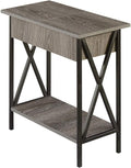 Convenience Concepts Tucson Flip Top End Table with Charging Station 23.75' - Modern Living Room Table with Storage Shelf, Nightstand Side Table, Weathered Gray