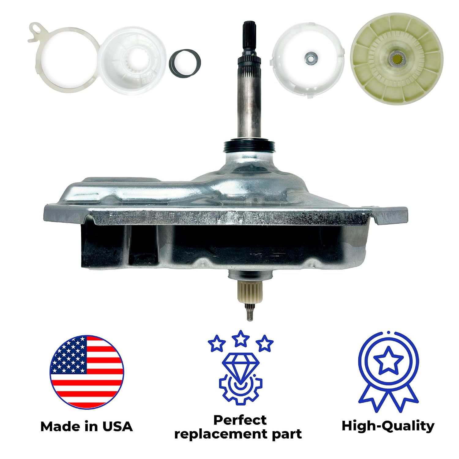 W11454734 Washer Gear Case Replaces AP6993915, W11035751, W10771760, W10006481, W10870913 (Transmission) Works with Maytag Whirlpool Kenmore Crosley, Shaft 4 3/8 in Seal 3.2in and W10721967 Cam Kit